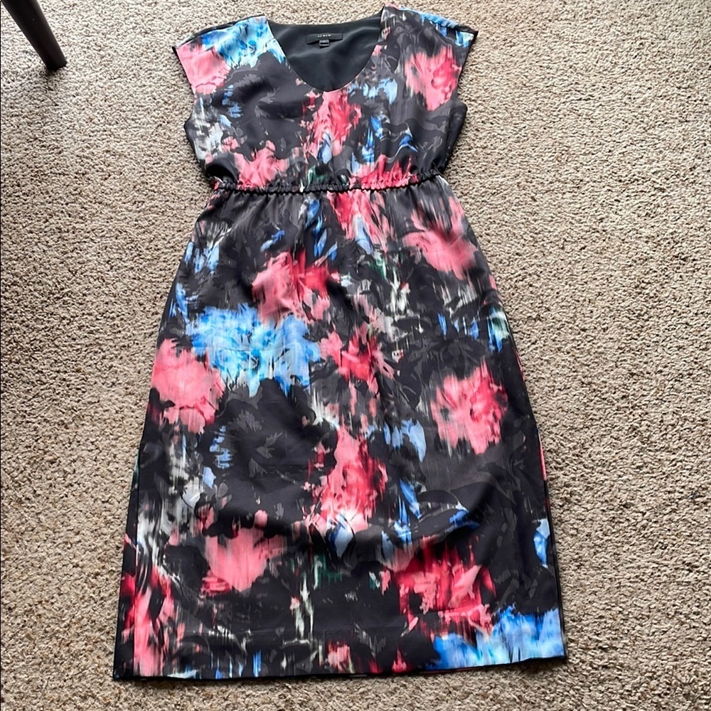JCrew Floral Black and Pink midi Dress size 4